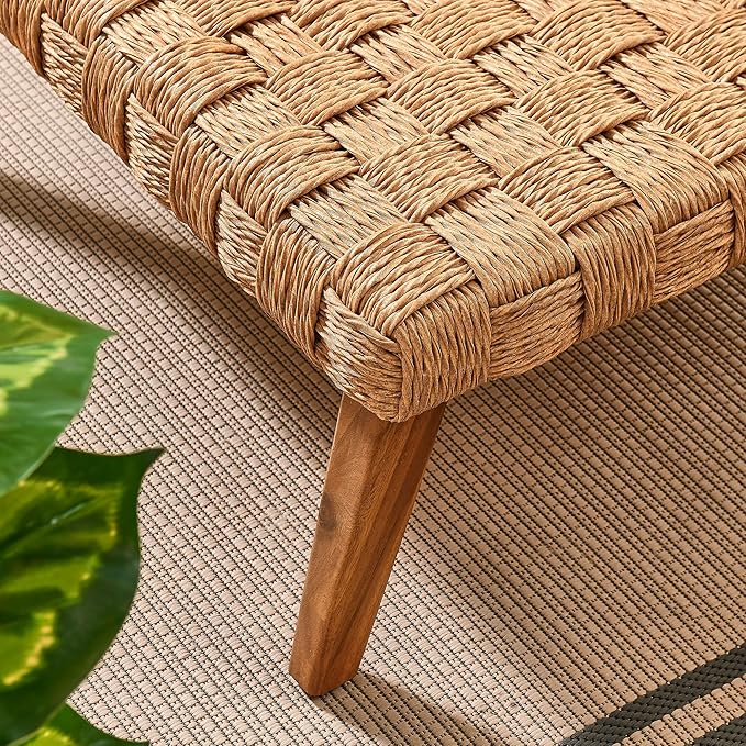 Modway Thames Wicker Rattan Outdoor Coffee Table in Natural - Low-Profile Rectangle Patio Table - Weather Resistant - Photo 4
