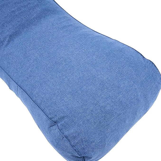 Christopher Knight Home Morton Outdoor Bean Bag Chair, Fabric Bean Bag Chair for Adults and Kids, Indoor/Outdoor Sun Lounger with Headrest, Patio Chaise Lounge Chair, Navy Blue