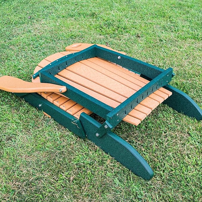 Furniture Barn USA Poly Folding Adirondack Chair, Cedar and Turf Green