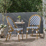 Christopher Knight Home Anastasia Outdoor French Bistro Chair (Set of 2), Blue + White + Bamboo Print Finish - Photo 2
