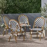 Christopher Knight Home Anastasia Outdoor French Bistro Chair (Set of 4), Black + White + Bamboo Print Finish - Photo 2