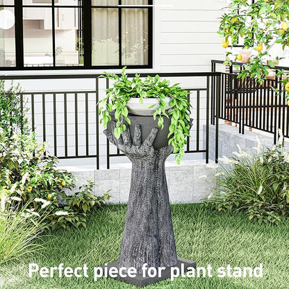 SUNBURY Outdoor Side Table Set of 2, 13" W Hand-Shaped Concrete Side Table, Accent Patio End for Outside, Decorative Garden Stool for Plant Stand, Balcony