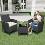 GarveeHome 3-Piece Patio Bistro Set, PE Rattan Outdoor Conversation Furniture with 2 Cushioned Chairs & Coffee Table - Photo 6