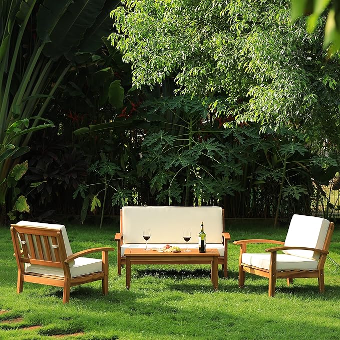 IDZO Laurent 800lbs Capacity Acacia Outdoor Loveseat, FSC Certified 2 Seater Patio Sofa with 3.9in Thick Cushions - Photo 9