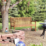 Sunnydaze 2-Person Outdoor Bench for Front Porch or Park - Wooden Teak Patio Garden Bench with Backrest - 675 lb Weight - Photo 7