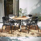 EMMA + OLIVER Set of 4 Modern Rattan Indoor/Outdoor Stack Chairs - Photo 1