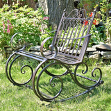 Zaer Ltd. Outdoor Metal Rocking Arm Chair/Bench (Arm Chair, Bronze) - Photo 2