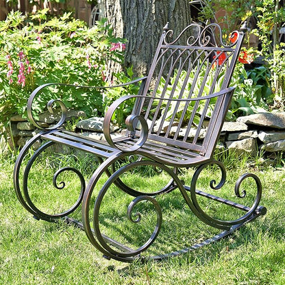 Zaer Ltd. Outdoor Metal Rocking Arm Chair/Bench (Arm Chair, Bronze)
