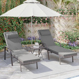 3 Pieces Patio Chaise Lounge Set Outdoor PE Rattan Armrest Lounge Chair Adjustable Backrest Reclining Chair with - Photo 1