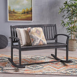 Patio Rocking Loveseat, 2 Person Outdoor Rocker Bench, Acacia Wood Patio Rocking Loveseat with Armrests - Photo 1