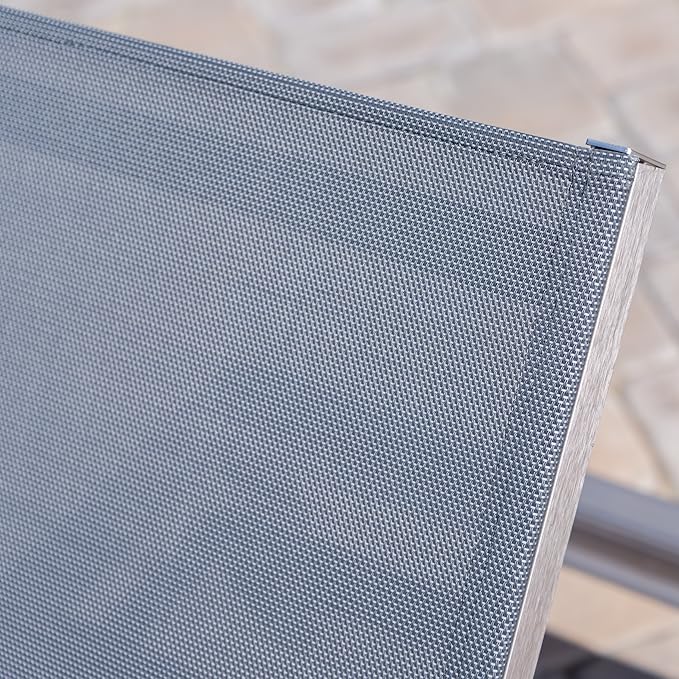 GDFStudio Bay Patio Furniture Outdoor Mesh Chaise Lounge (Dark Grey) (Qty of 2)