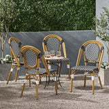 Christopher Knight Home Gwendolyn Outdoor French Bistro Chairs (Set of 4), Black + White + Bamboo Print Finish - Photo 2