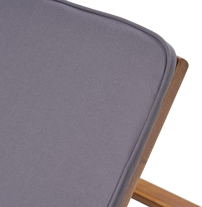 Great Deal Furniture Yvette Outdoor Acacia Wood Chaise Lounge and Cushion Set, Teak and Dark Gray, (309789)