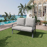 HOMREST Outdoor Loveseat Aluminum Patio Furniture Sofa, All-Weather Metal Outdoor Couch with Cushions, Grey - Photo 2