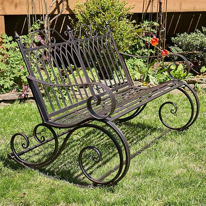 Zaer Ltd. Outdoor Metal Rocking Arm Chair/Bench (Bench, Bronze)