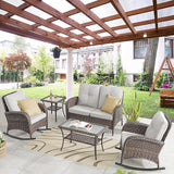 Belord Outdoor Wicker Loveseat with Coffee Table - Photo 2