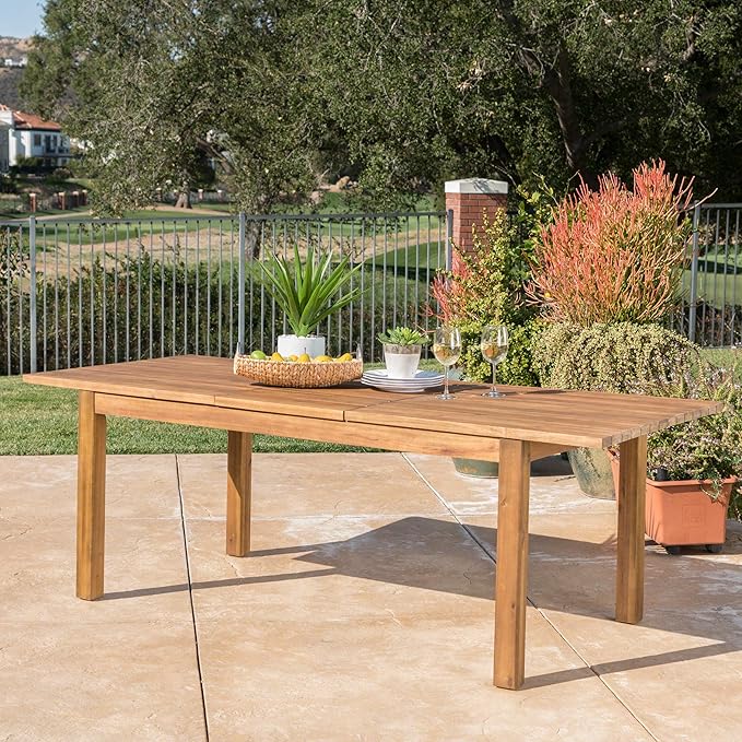 Christopher Knight Home Wilson Outdoor Expandable Acacia Wood Dining Table , Teak Finish - Photo 2
