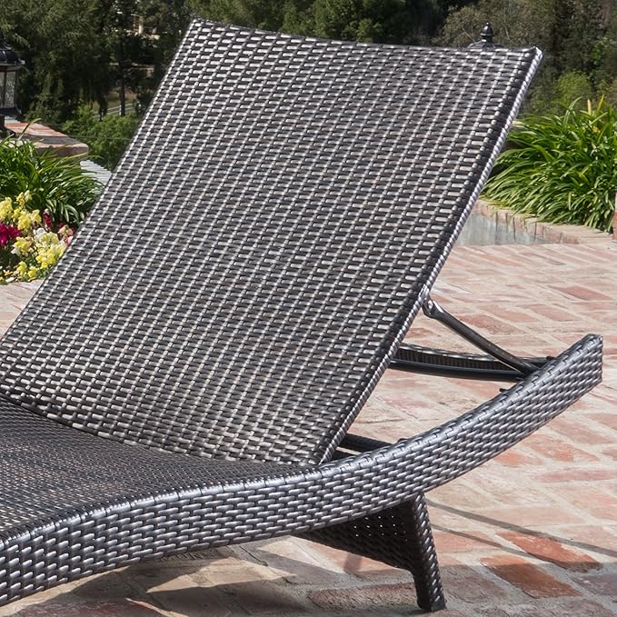 Christopher Knight Home Salem Outdooor Wicker Adjustable Chaise Lounge with Cushion, Multibrown / Bright Green - Photo 2