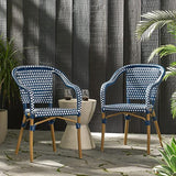 Christopher Knight Home Cecil Bistro Chairs, Navy Blue + White + Wood Print - Photo 2