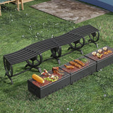 Outdoor Bench Patio Outdoor Garden Bench with Built-in Table, Wagon Wheel Arms - Photo 4