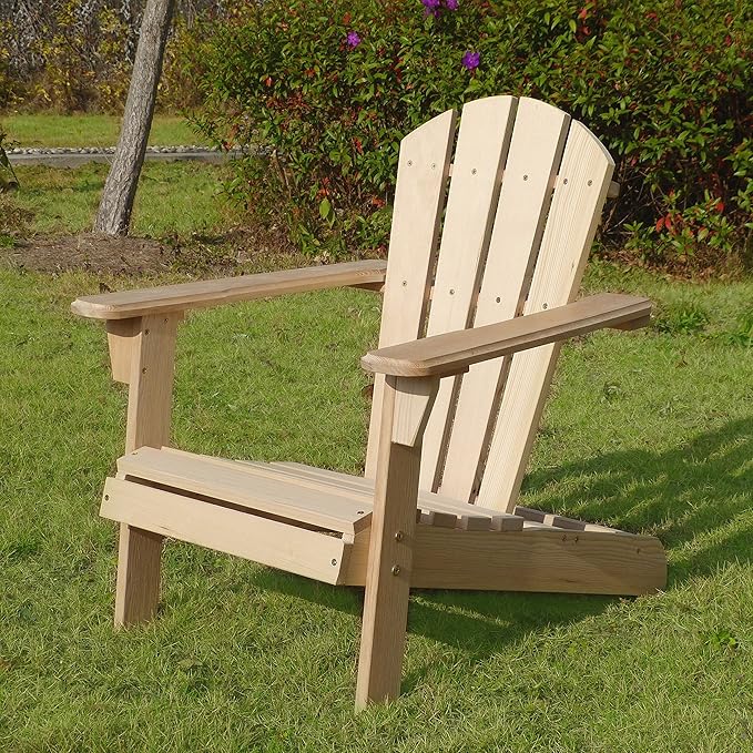 Kids Wooden Adirondack Chair, Children's Outdoor Patio Furniture, Garden, Lawn, Deck Chair, Unfinished