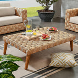 Modway Thames Wicker Rattan Outdoor Coffee Table in Natural - Low-Profile Rectangle Patio Table - Weather Resistant - Photo 2
