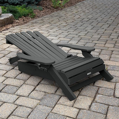 highwood Hamilton Folding and Reclining King Size Adirondack Chair, Black
