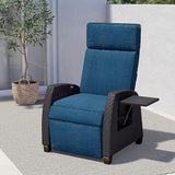 Grand patio Outdoor Recliner Chair Patio 150° Lay Flat Recliner with Flip Table Wicker Reclining Lounge Chair Peacock - Photo 5