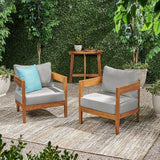 Christopher Knight Home Nadine Acacia Wood Club Chairs Set of 2, Outdoor Accent Chair, Tub Shape Design Armchair - Photo 1