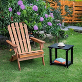 Black Adirondack Outdoor Accent Table – Weather-Resistant Acacia Wood Outdoor End Table with Double Storage - Photo 6