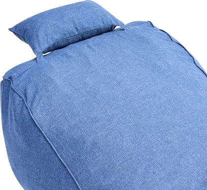 Christopher Knight Home Morton Outdoor Bean Bag Chair, Fabric Bean Bag Chair for Adults and Kids, Indoor/Outdoor Sun Lounger with Headrest, Patio Chaise Lounge Chair, Navy Blue