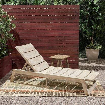 Great Deal Furniture GDFStudio Outdoor Acacia Wood Chaise 2 Piece Lounge