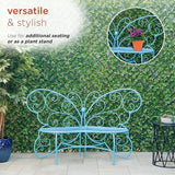 Alpine Corporation BAZ400BL Indoor Outdoor Metal Butterfly Shaped Garden Bench, 62" Long, Blue - Photo 4