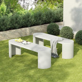 Christopher Knight Home Vex Set of 2 Concrete Outdoor Bench with Modern White Terrazzo Effect, Outdoor Dining Chairs - Photo 1