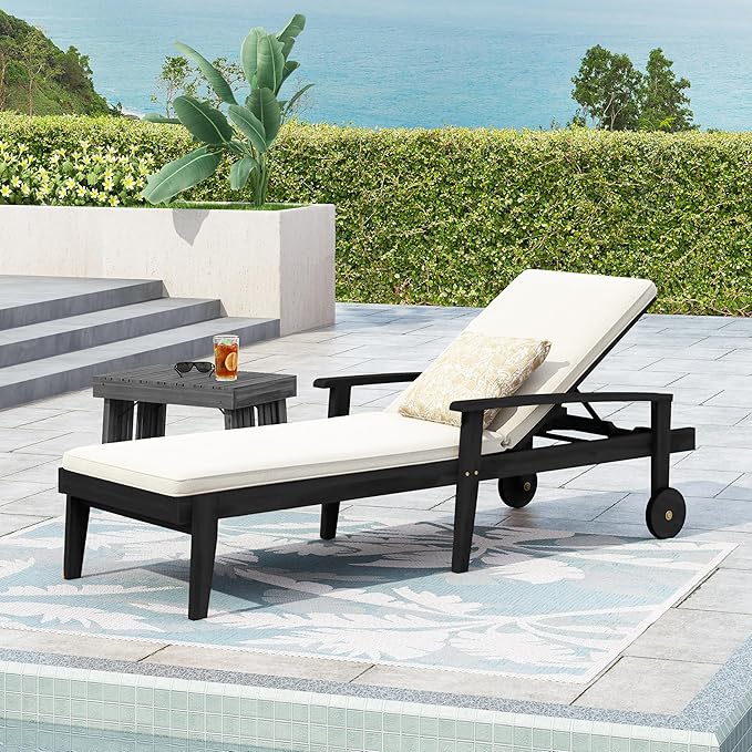 Christopher Knight Home Outdoor Chaise Lounge, Acacia Wood Adjustable Chaise Lounge, 5-Position Backrest Recliner - Photo 4