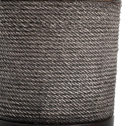 Outdoor Side Table Concrete End Table Faux Stone Side Tables with Braided Cord Small Round Coffee Tables for Indoor Outdoor, Garden Stool Plant Stand for Porch, Patio,Dark Brown