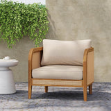 Christopher Knight Home Tilden Bohemian Acacia Wood Patio Accent Chairs, Wicker Lounge Chair Outdoor - Photo 4