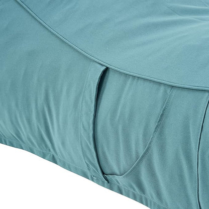 Merax Outdoor Bean Bag Chairs with Headrest, 71" L Large Lounger Chair for Adults Bean Bag Bed with Foam Filled for Patio Pool Balcony & Desk, Beige Fabric Outside Beanbag Chair, Teal