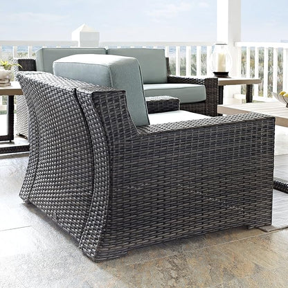 Crosley Furniture Beaufort Beaufort Outdoor Chair, Wicker Patio Chairs for Porch, Deck, Balcony, Backyard, Brown with Mist Cushions