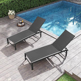 Patio Aluminum Chaise Lounge Chair, Set of 2 Outdoor Recliner Lounge Chair Sun Loungers - Photo 1