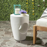 Safavieh Outdoor Collection Aishi Modern Concrete Ivory Round 17.7-inch Accent Table - Photo 2