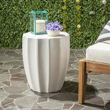 Safavieh Outdoor Collection Jaslyn Modern Concrete Dark Grey Round 17.7-inch Accent Table - Photo 2