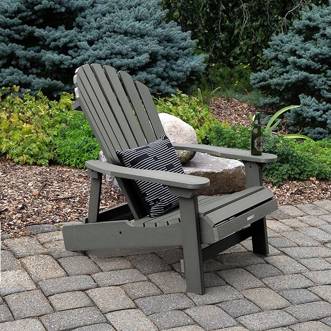 highwood Hamilton Folding and Reclining King Size Adirondack Chair, Coastal Teak