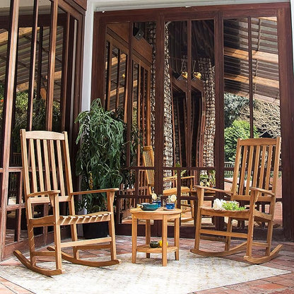 Cambridge Casual Brookside Teak Outdoor Rocking Chair Set of 2, Natural Teak