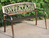 Leigh Country Metal Outdoor Bench, Welcome Design, Decorative Patio Seating for Porch/Deck - Photo 2