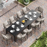 ZZV Outdoor Dining Table for 6-Person Rectangle Indoor Outdoor Table with Wood-Like Surface - Photo 6