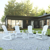 Flash Furniture Set of 4 Savannah Adirondack Rocking Chairs - Commercial Grade All-Weather White Poly Resin Wood - Photo 2