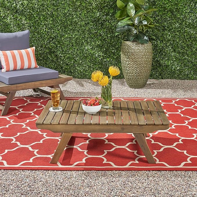 Christopher Knight Home Kailee Outdoor Wooden Coffee Table, Gray Finish