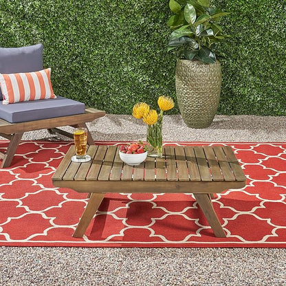 Christopher Knight Home Kailee Outdoor Wooden Coffee Table, Gray Finish