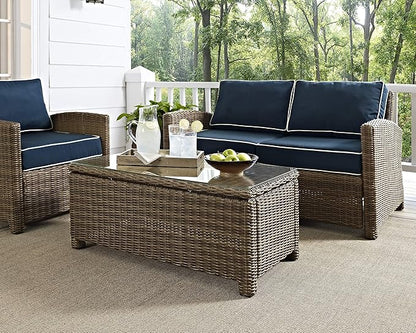 Crosley Furniture Bradenton All Weather Rattan Wicker Outdoor Coffee Table for Patio, Deck, Porch, Brown